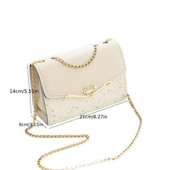 Sequin Decor Flap Crossbody Bag PU Leather Purse Women's Handbag