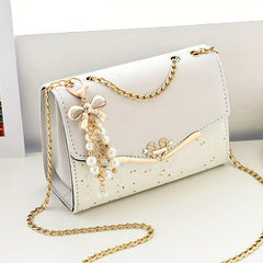 Sequin Decor Flap Crossbody Bag PU Leather Purse Women's Handbag