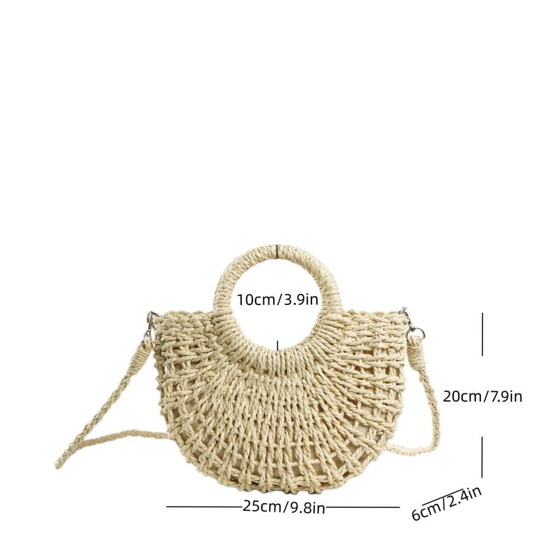 Semicircle Straw Beach Bag Boho Style Handbags