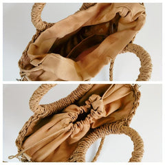 Semicircle Straw Beach Bag Boho Style Handbags