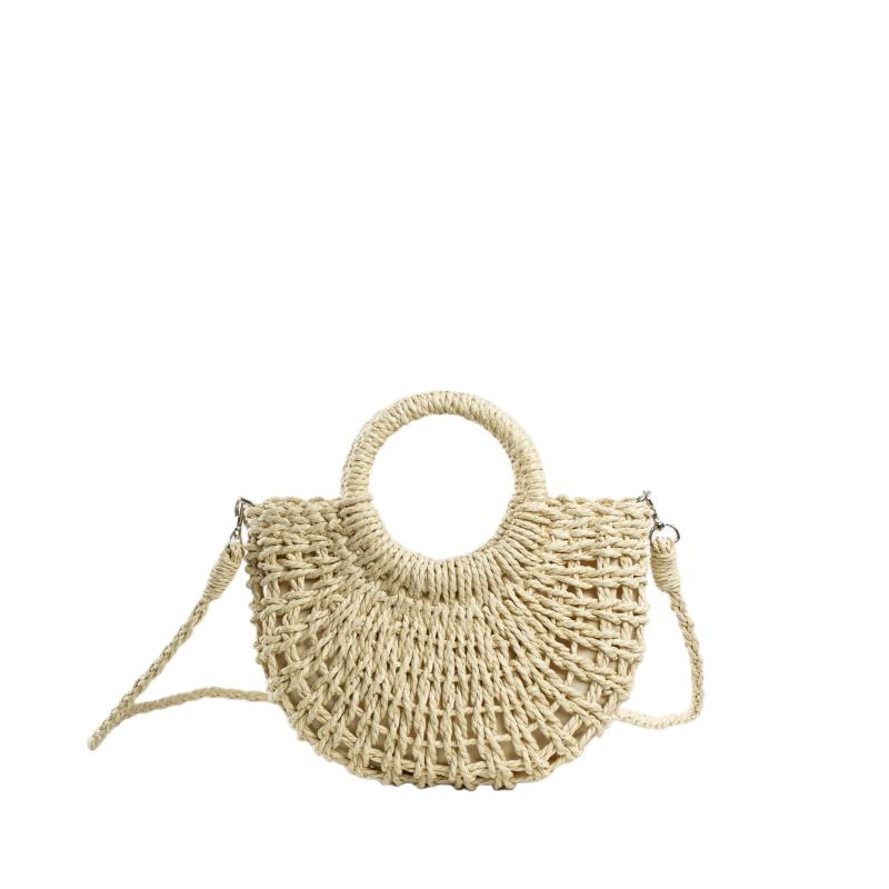 Semicircle Straw Beach Bag Boho Style Handbags