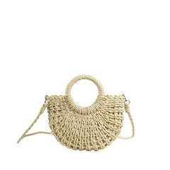 Semicircle Straw Beach Bag Boho Style Handbags
