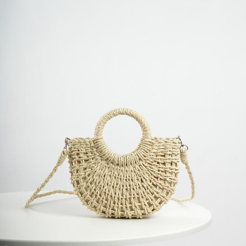 Semicircle Straw Beach Bag Boho Style Handbags