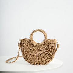 Semicircle Straw Beach Bag Boho Style Handbags