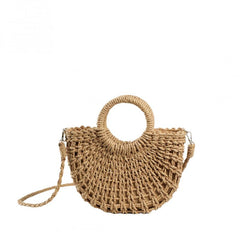 Semicircle Straw Beach Bag Boho Style Handbags