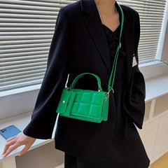 Plaid Embossed Square Bag With Coin Purse Solid Crossbody Bag Women's PU Leather