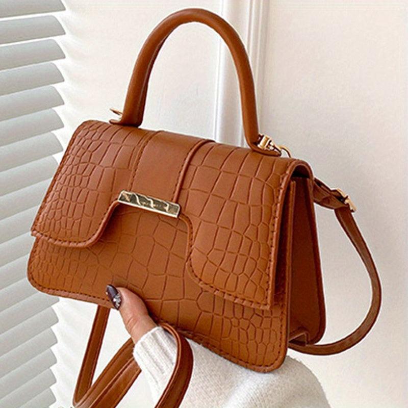 Small Crocodile Embossed Handbag Crossbody Bag Women's Flap Purse