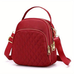 Argyle Pattern Crossbody Bag Solid Mini Backpack Women's Two way Shoulder Bag