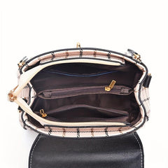 Vintage Plaid Pattern Square Satchel Bag Crossbody Bag