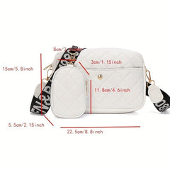 Vintage Square Shoulder Bag Zipper Crossbody Bag With Wide Straps & Mini Purse