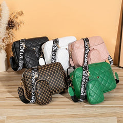 Vintage Square Shoulder Bag Zipper Crossbody Bag With Wide Straps & Mini Purse