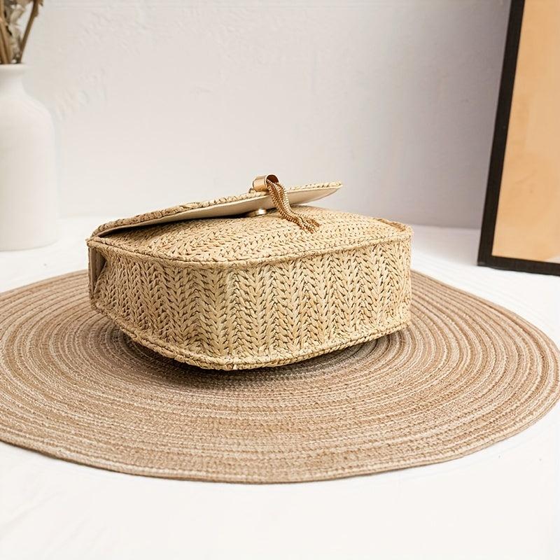 Straw Saddle Bag Chain Crossbody Tassel Beach Bag