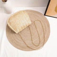 Straw Saddle Bag Chain Crossbody Tassel Beach Bag