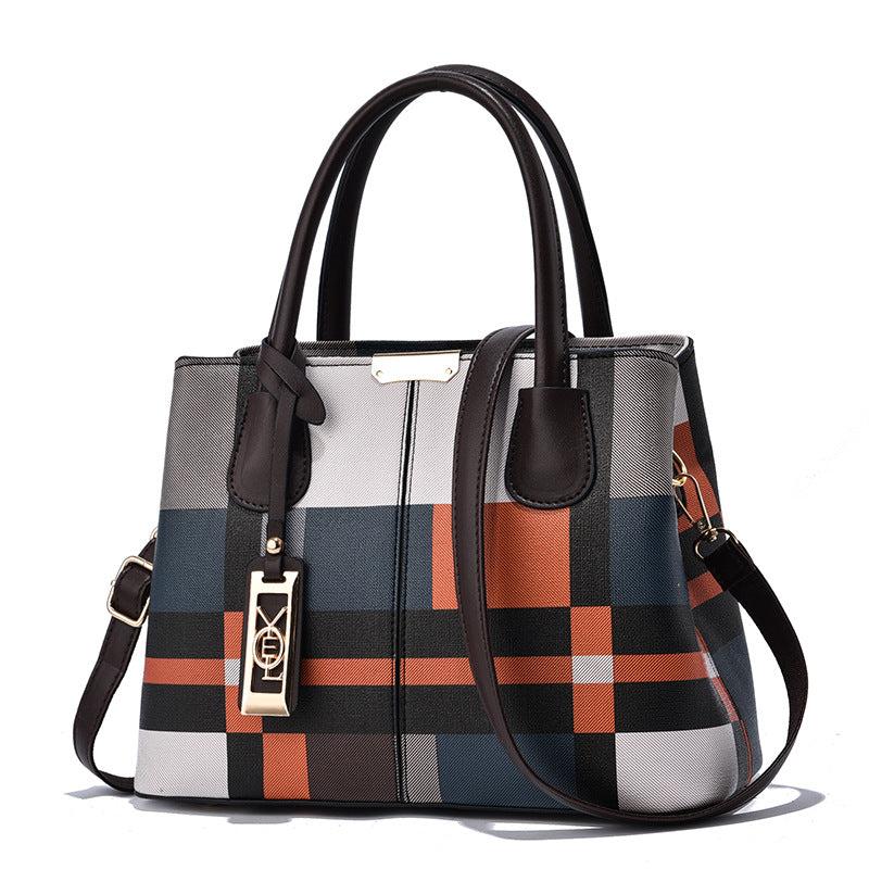 Classic Pattern Tote Shoulder Bag Vintage Satchel Bag with Pendant