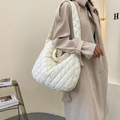 Quilted Puffer Hobo Bag Women's Large Shoulder Purse
