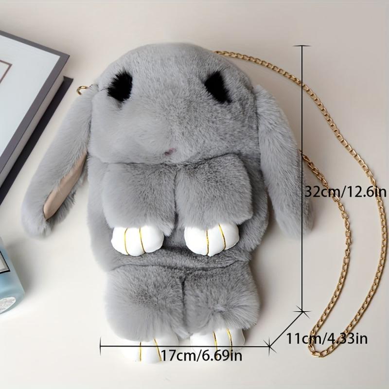 Plush Bunny Bag Crossbody Doll Purse For Girls Women