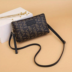 Double Zip Clutch Purse Faux Leather Handbag with Wristlet