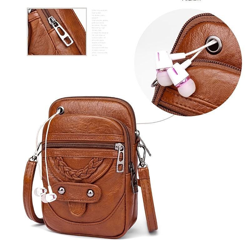 Retro Solid Phone Bag Crossbody Bag With Strap Small Shoulder Purse