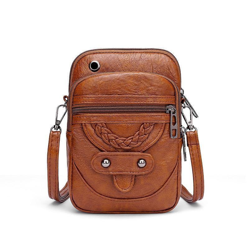 Retro Solid Phone Bag Crossbody Bag With Strap Small Shoulder Purse