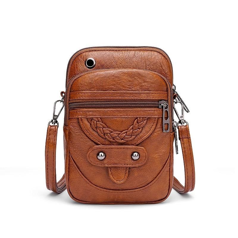 Retro Solid Phone Bag Crossbody Bag With Strap Small Shoulder Purse