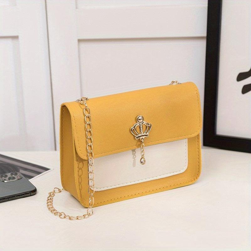 Colorblock Square Shoulder Bag Crossbody Chain Bag