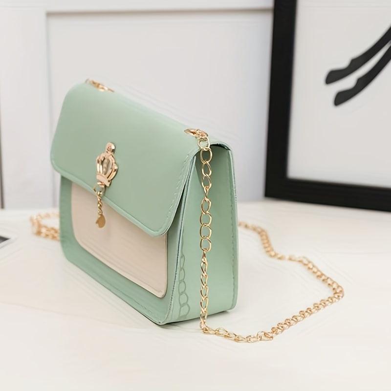 Colorblock Square Shoulder Bag Crossbody Chain Bag