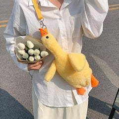 Fluffy Duck Crossbody Bag Cartoon Animal Shoulder Bag for Christmas Gift