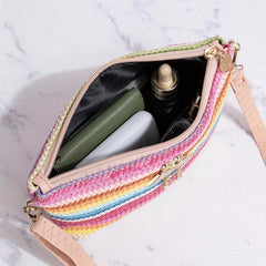 Colorful Straw Shoulder Bag Stylish Woven Crossbody Bag All Match Purse