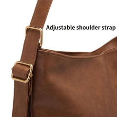 Vintage Large Capacity Hobo Bag Casual PU Leather Crossbody Bag Women's