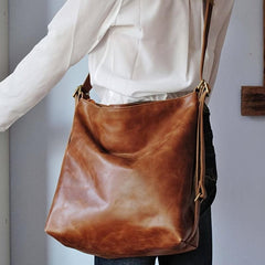 Vintage Large Capacity Hobo Bag Casual PU Leather Crossbody Bag Women's