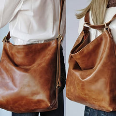 Vintage Large Capacity Hobo Bag Casual PU Leather Crossbody Bag Women's
