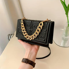 Embossed Square Crossbody Bag Solid Chain Handbags Flap Purse