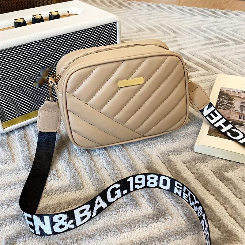 Women's Minimalist Square Zipper Bag Solid Zipper Shoulder Bag
