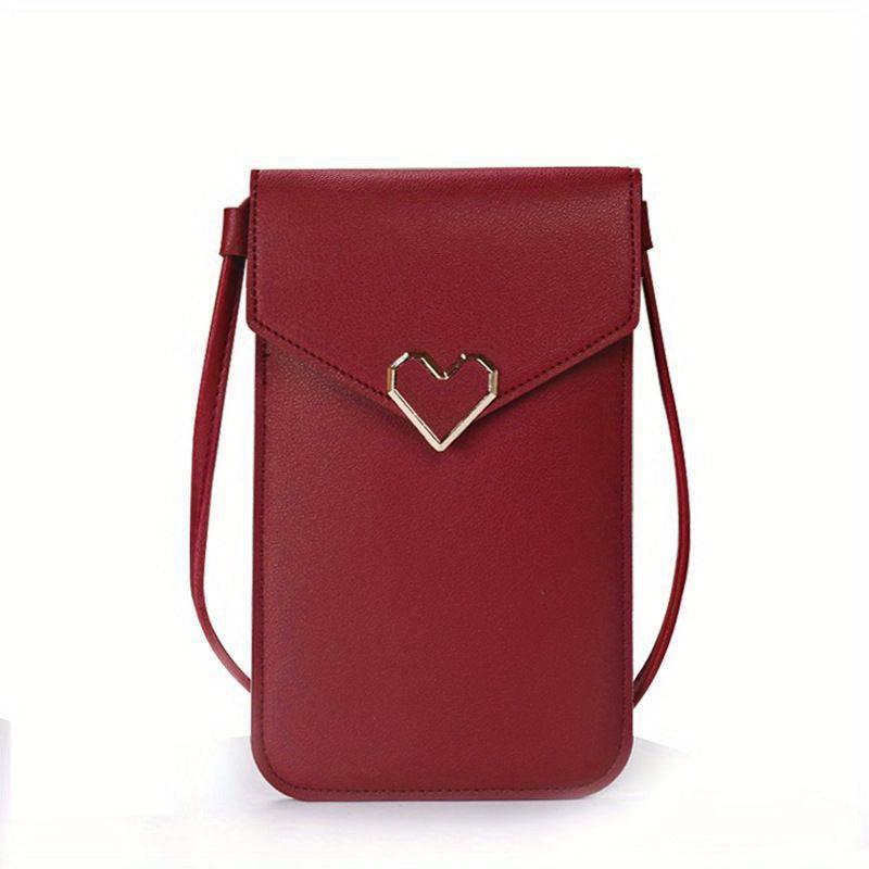 Minimalist Solid Crossbody Bag Slim Love Decor Flap Bag
