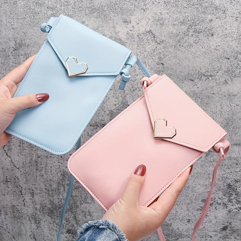 Minimalist Solid Crossbody Bag Slim Love Decor Flap Bag