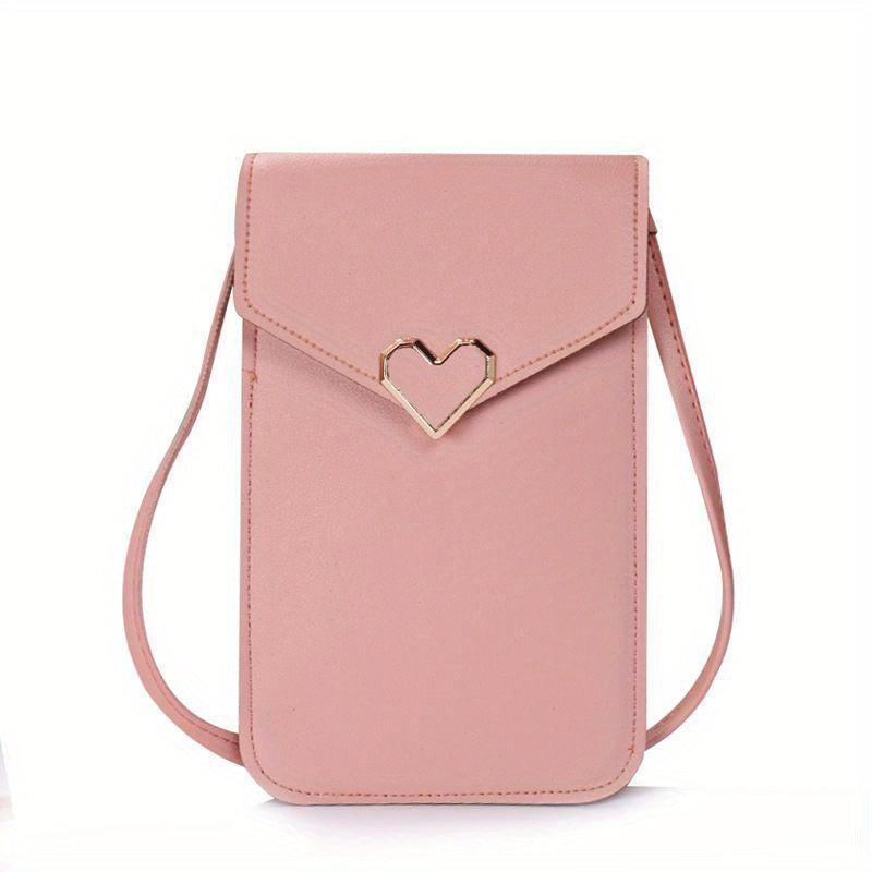 Minimalist Solid Crossbody Bag Slim Love Decor Flap Bag