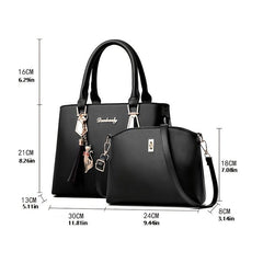 2Pcs Tassel Decor Leather Handbag Set for Women