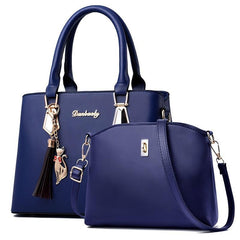 2Pcs Tassel Decor Leather Handbag Set for Women