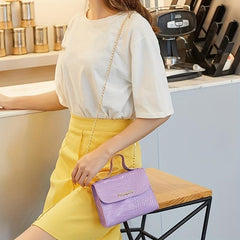 Crocodile Pattern Mini Chain Crossbody Bag Square Purse