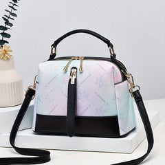 Flower Embossed Shoulder Bag Gradient Zipper Satchel Bag