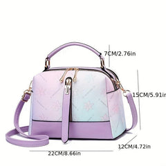 Flower Embossed Shoulder Bag Gradient Zipper Satchel Bag