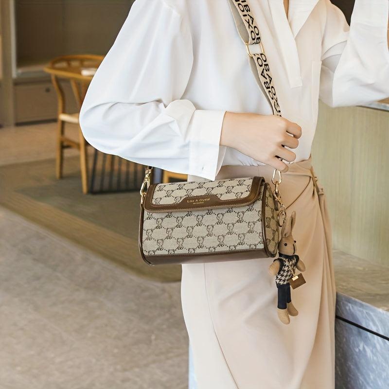 Bear Pattern Crossbody Bag Women's Small Flap Purse