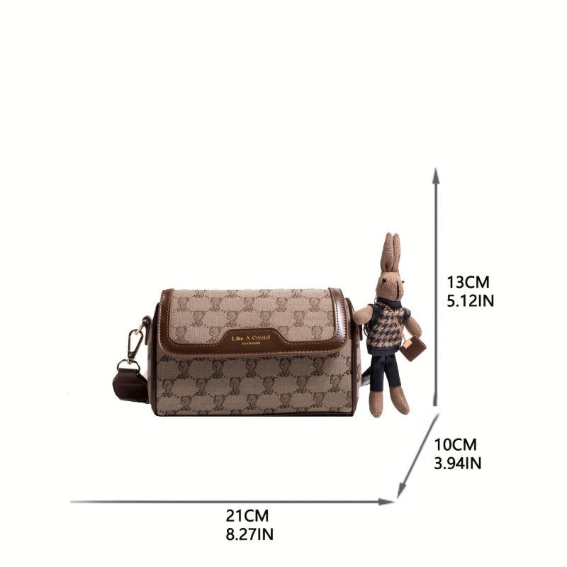 Bear Pattern Crossbody Bag Women's Small Flap Purse