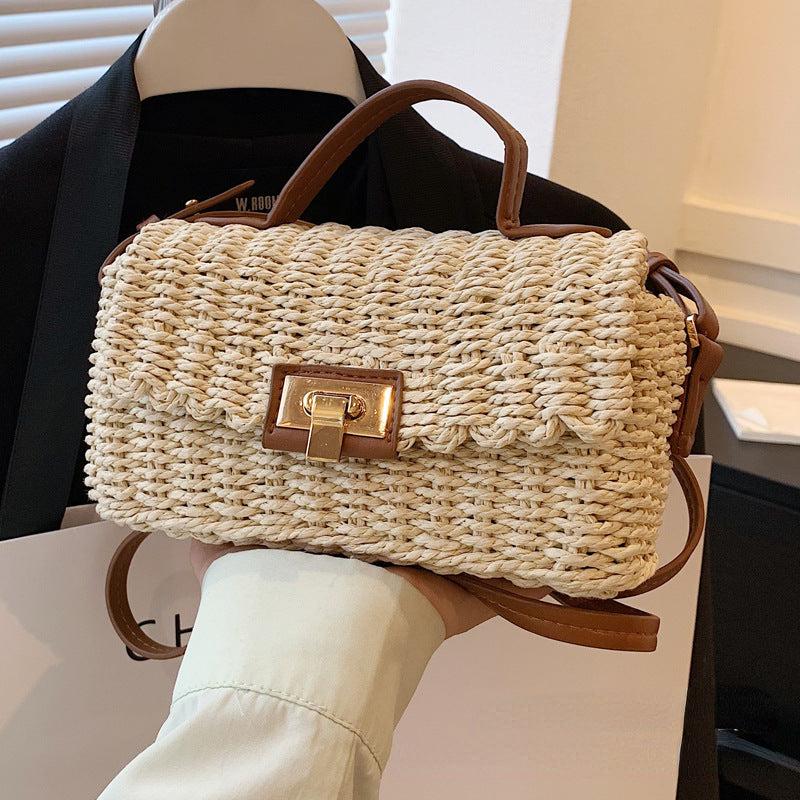 Vintage Woven Straw Bag for Women Crossbody Boho Handbag