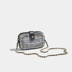 Fancy Tweed Square Bag Crossbody Chain Purse