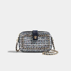 Fancy Tweed Square Bag Crossbody Chain Purse