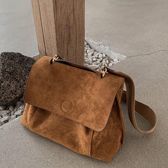 Vintage Suede Crossbody Bag Large Capacity Messenger Bag Women's