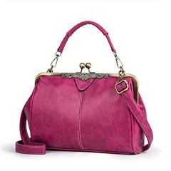 Vintage Top Handle Crossbody Bag Retro Kiss Lock Satchel Bag