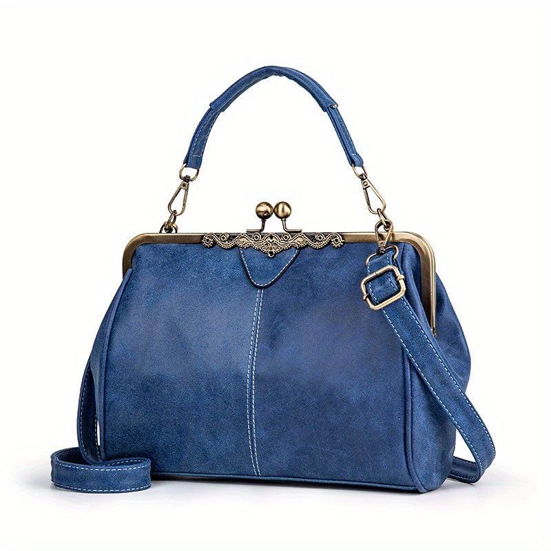 Vintage Top Handle Crossbody Bag Retro Kiss Lock Satchel Bag