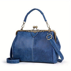 Vintage Top Handle Crossbody Bag Retro Kiss Lock Satchel Bag